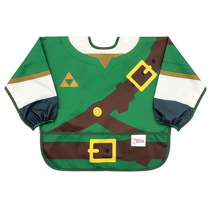 Bumkins Sleeved Bib for Girl or Boy, Baby and Toddler for 6-24 Mos, Essential Must Have for Eating, Feeding, Baby Led Weaning Supplies, Long Sleeve Mess Saving Food Catcher, Nintendo Legend of Zelda