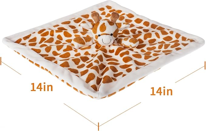 Apricot Lamb Luxury Snuggle Plush Cute Giraffe Infant Stuffed Animals Security Blanket Nursery Character Blanket (Yellow Giraffe, 14 Inches)