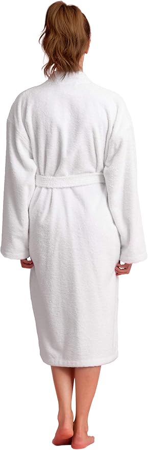 Soft Touch Linen Women's Robe Terry Cloth Kimono Bathrobe Thick 100% Cotton