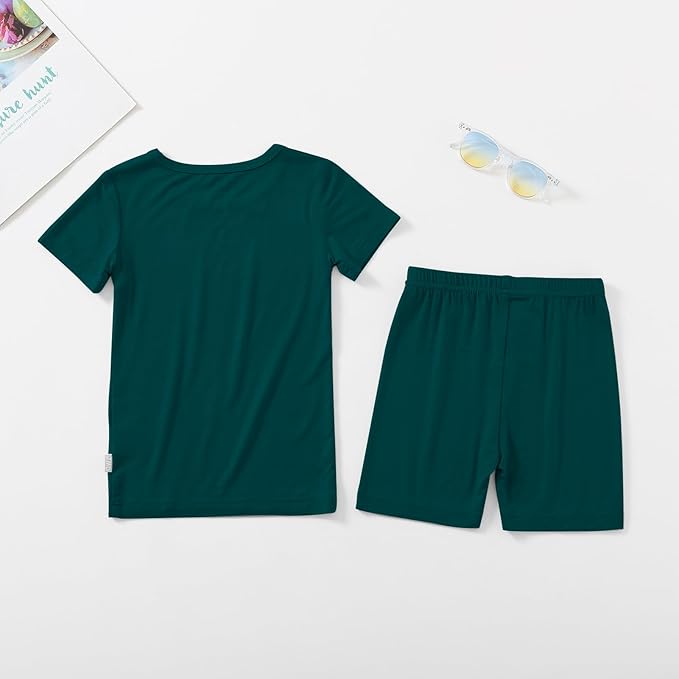 Jimonda Toddler Kids Girls Boys Pajamas Sets Soft Comfy Jammies Tencel Solid Raglan Sleepwear Pajamas Pjs 2pcs Set 18M-8Y