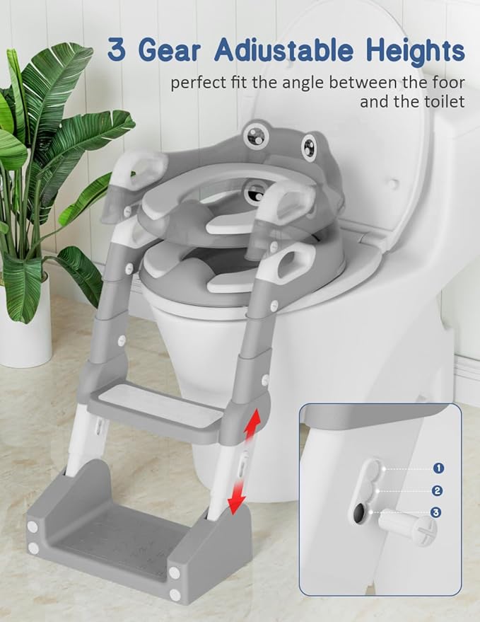 Potty Training Seat, Toddler Potty Training Toilet, Upgrade 2 In 1 Toddler Toilet Seat with Steps Stool Splash Guard and Anti-Slip Pad Soft Cushion, Potty Seats for Toddlers Baby Kids