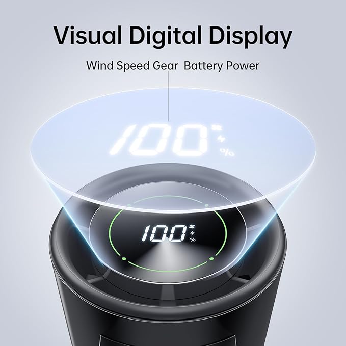 3-in-1 Portable Handheld Turbo Fan-100 Speeds, 13500 RPM, 12Hrs Cooling, Digital Display, 120° Rotation, USB Rechargeable Mini Hand Held Personal Fan for Travel, Makeup, Outdoor, Indoor (Black)