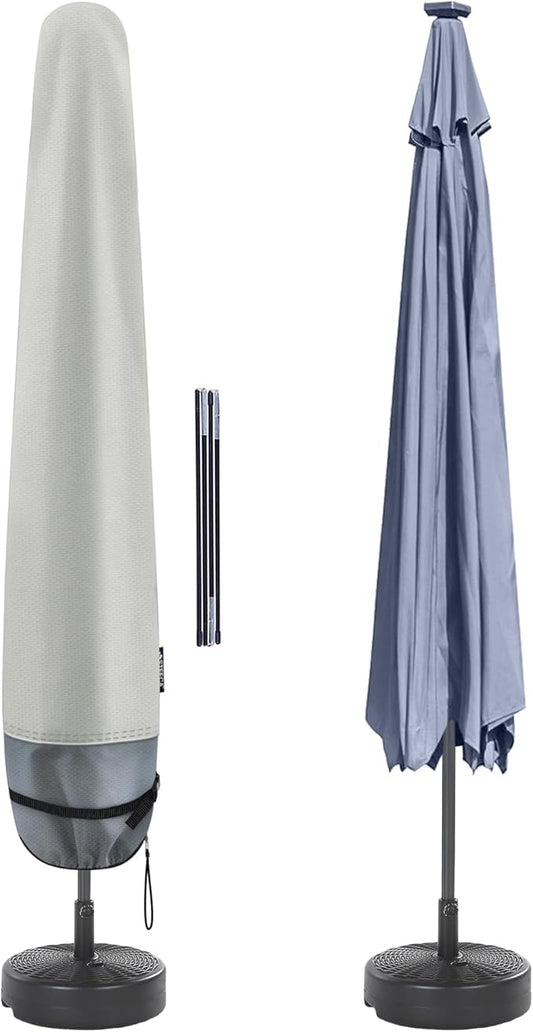 Patio Waterproof Umbrella Cover - Outdoor Market Parasol Cover with Zipper Fits Umbrella Up to 12 Feet, Beige