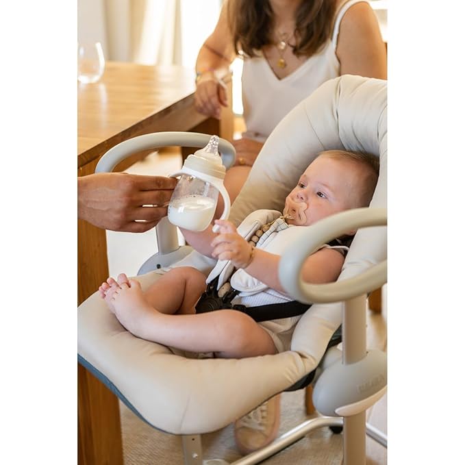 BEABA 2-in-1 Baby Bottle to Transition Sippy Cup, No Spill Sippy Cup, Includes Removable Handles, Silicone Baby Bottle Nipple and Soft Spout, 7 oz Oat