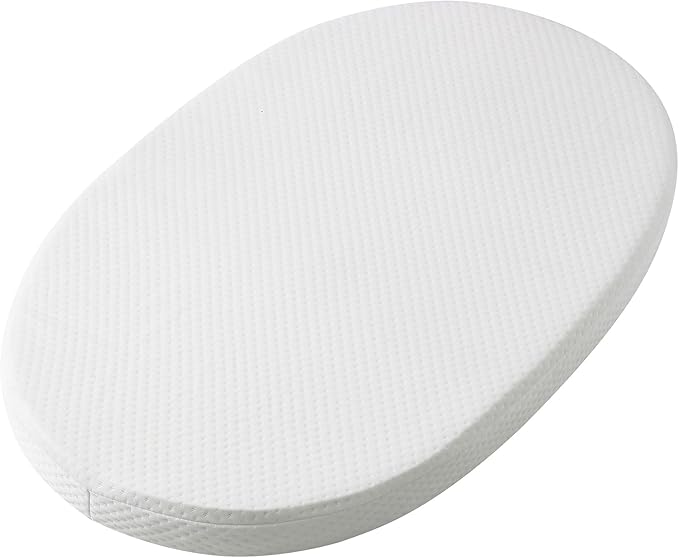 Mecc ecoh Baby Bassinet Mattress, 100% Breathable Cover, Water-Resistant Lining, Oval 29"x17"x2" Fits for 4moms MamaRoo Bassinet