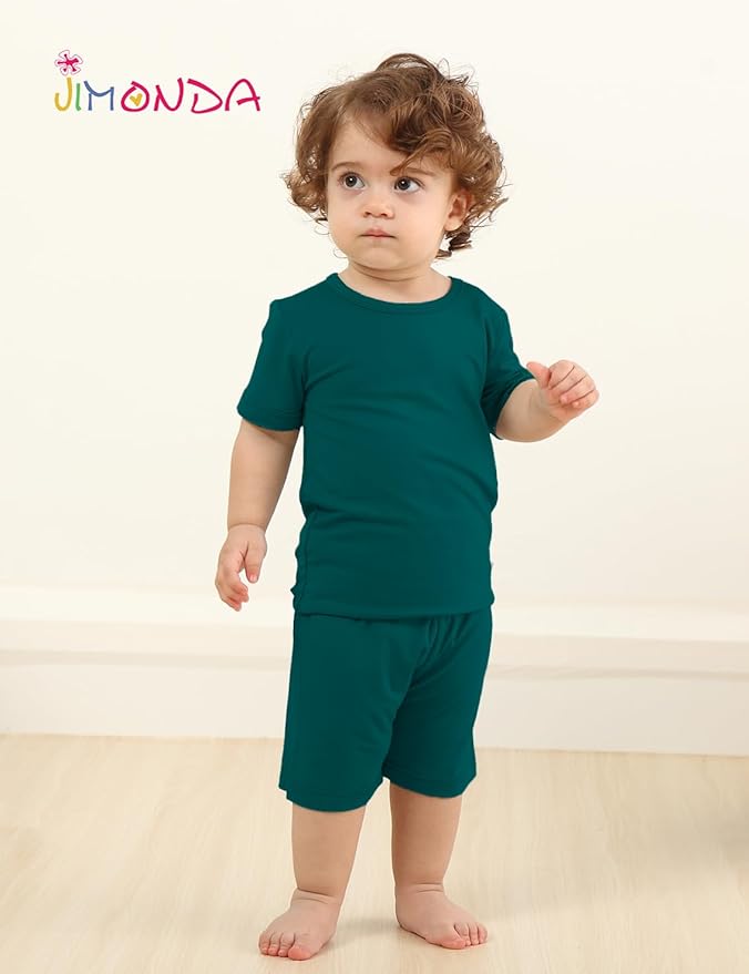 Jimonda Toddler Kids Girls Boys Pajamas Sets Soft Comfy Jammies Tencel Solid Raglan Sleepwear Pajamas Pjs 2pcs Set 18M-8Y