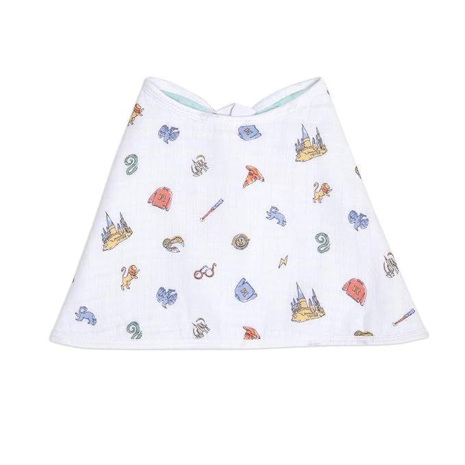 aden + anais Burpy Bib; 100% Cotton Muslin; Soft Absorbent 4 Layers; Multi-Use Burp Cloth and Bib; 22.5" X 11", Hogwarts Essentials