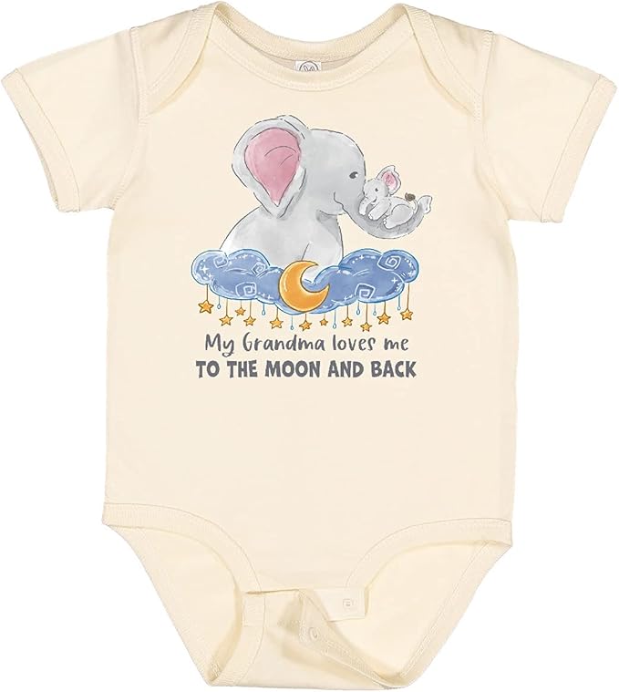 inktastic My Grandma Loves Me To the Moon and Back Elephant Family Baby Bodysuit