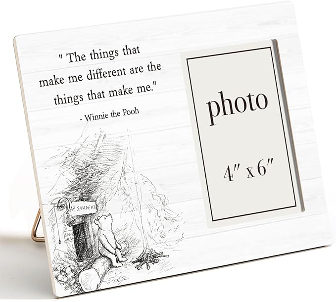 Pooh Bear Picture Frame, Inspirational Encouraging Gifts for Women Men Friends, The Things That Make Me Different Photo Frame for 4 x 6 Inch Photo