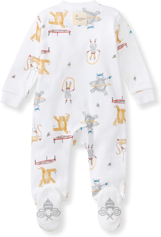 Burt's Bees Baby Baby Girls Pajamas, Zip Front Non-Slip Footed Sleeper Pjs, 100% Organic Cotton