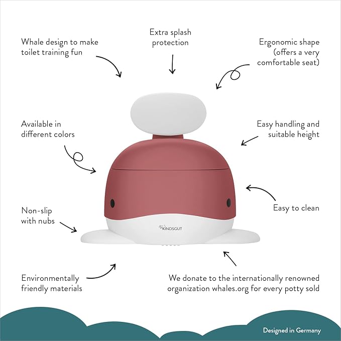 Kindsgut Potty Training Toilet in Whale Design, Designed in Germany, Potty Training in a Beautiful Design, Dusty Pink