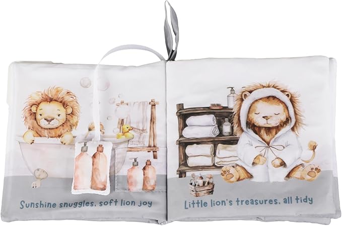 Ali+Oli Baby Cloth Book – Soft Sensory Crinkle Book with Teether for Infants 0-12 Months – Early Learning Touch & Feel Tummy Time Toy – Newborn Shower Gift for Boys & Girls - Bubble Bath