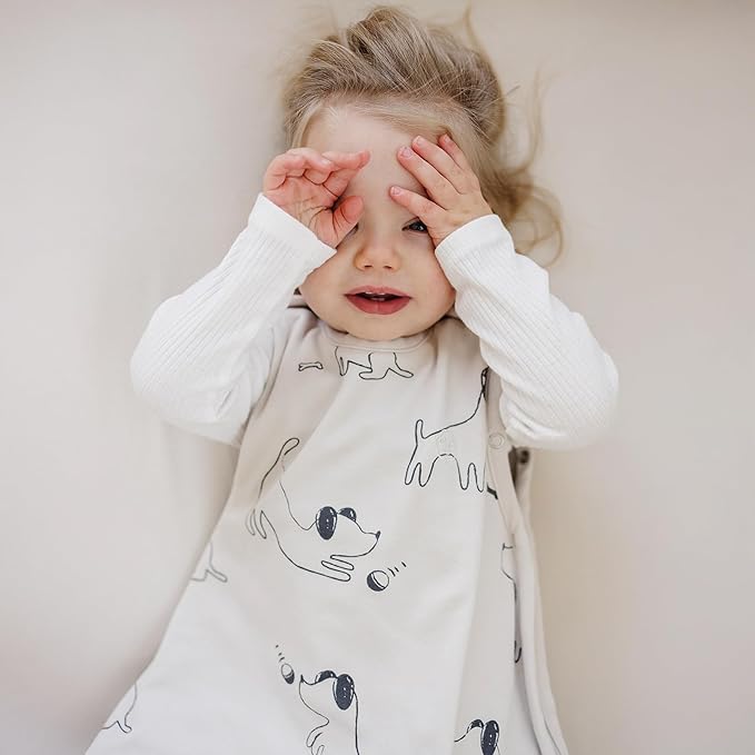 Woolino Merino Wool & Organic Cotton Baby Sleep Sack 2-24 Months – Ultimate 4-Season Baby Sleeping Bag, Universal Size Wearable Blanket, 2-Way Zipper & Adjustable Fit, Year-Round Use – Puppy