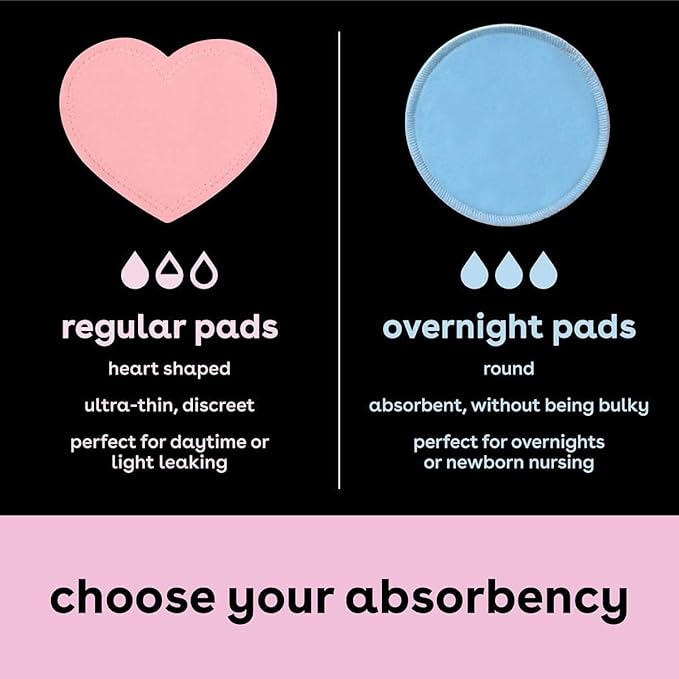 Bamboobies Nursing Pads, Ultra-Soft Velour, Reusable, Washable & Leak-Proof, 6 Ultra-Thin and 2 Overnight Pads for Breastfeeding