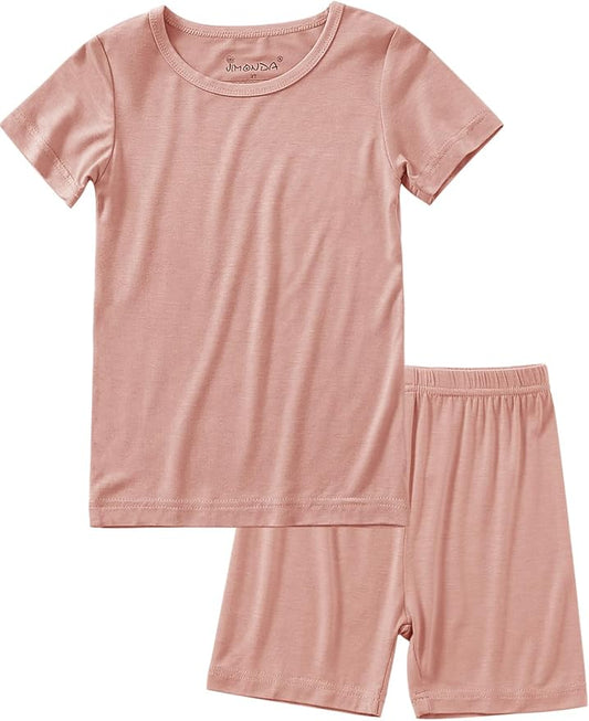 Jimonda Toddler Kids Girls Boys Pajamas Sets Soft Comfy Jammies Tencel Solid Raglan Sleepwear Pajamas Pjs 2pcs Set 18M-8Y