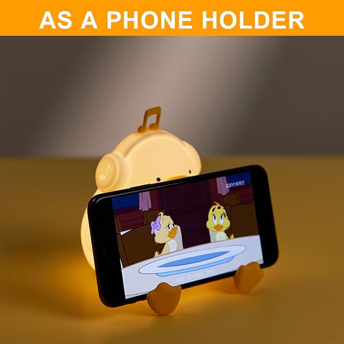 Duck Night Light, Squishy Silicone Nightlight for Baby Nursery with 30 Minutes Timer, Cute Duck Lamp Rechargeable Bedside Lamp with Touch Control for Kids Boys Girls Bedrooms, Living Room