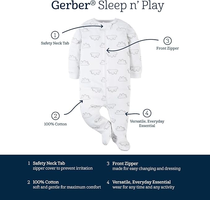 Gerber Baby Boys' 2-Pack Footed Pajamas