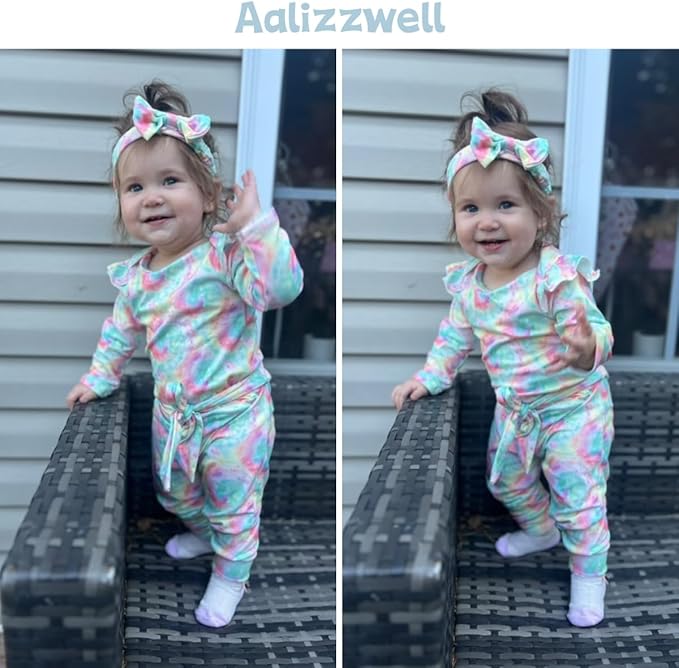 Aalizzwell Preemie Newborn Infant Baby Girls Clothes Ribbed Romper Bodysuit Pants Set Fall Winter Outfits