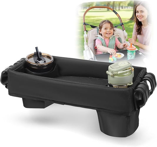 Stroller Snack Tray for Wonderfold Wagon W2 Series with Anti-Spill Cup Holders - Reinforced Frame Food Activity Tray, Waterproof Oxford Fabric,Stroller Attachment for Kids' Snacks & Drinks
