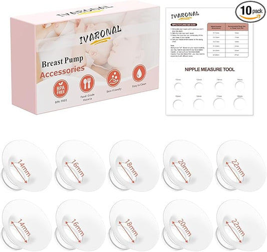 10pcs Flange Insert 14/16/18/20/22mm*2 pcs Compatible with Compatible with Momcozy M9/M6/M5/S12 Pro/V1 Pro/V2 Pro,for Spectra/Medela/MomMed/eufy/Lansinoh/Elvie Breast Pump,Replace for Momcozy Parts