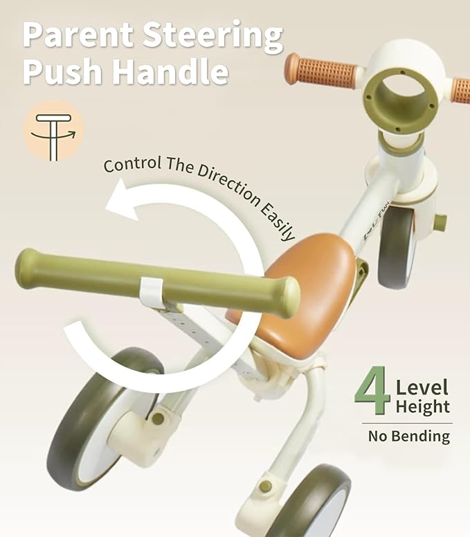 LOL-FUN Tricycle for Toddlers 1-3 Baby Balance Bike 1 2 Year Old Boys Girls Ride on Toy with Parent Steering Push Handle & Removable Pedal