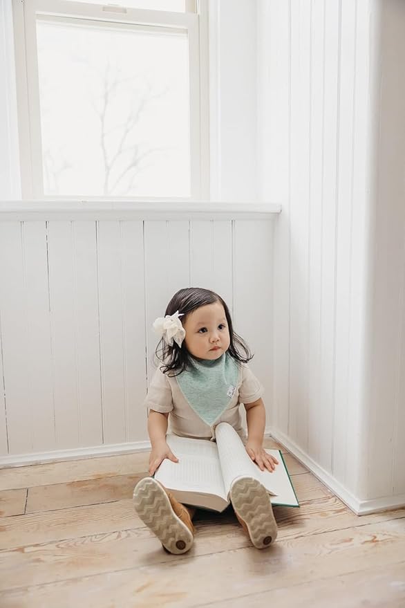 Copper Pearl 4 Pack Soft Cotton Baby Bibs for Drooling and Teething, Absorbent Drool Bibs for Baby Girl and Boy, Adjustable to Fit Newborns to Toddlers, Tons of Styles (Lacie)