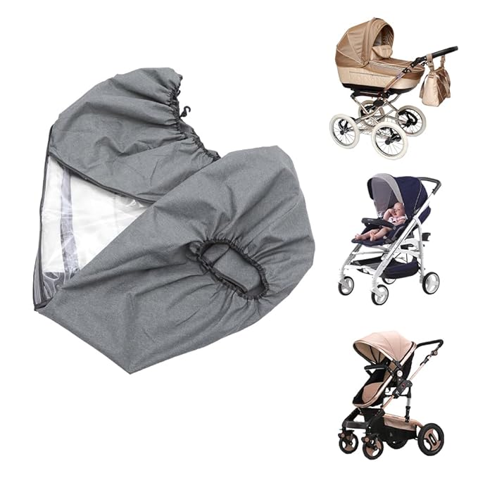 Stroller Rain Cover, Universal Baby Travel Weather Shield Waterproof Windproof Protection Breathable Protect from Dust with Storage Pocket for Most Single Strollers Jogging Pushchairs