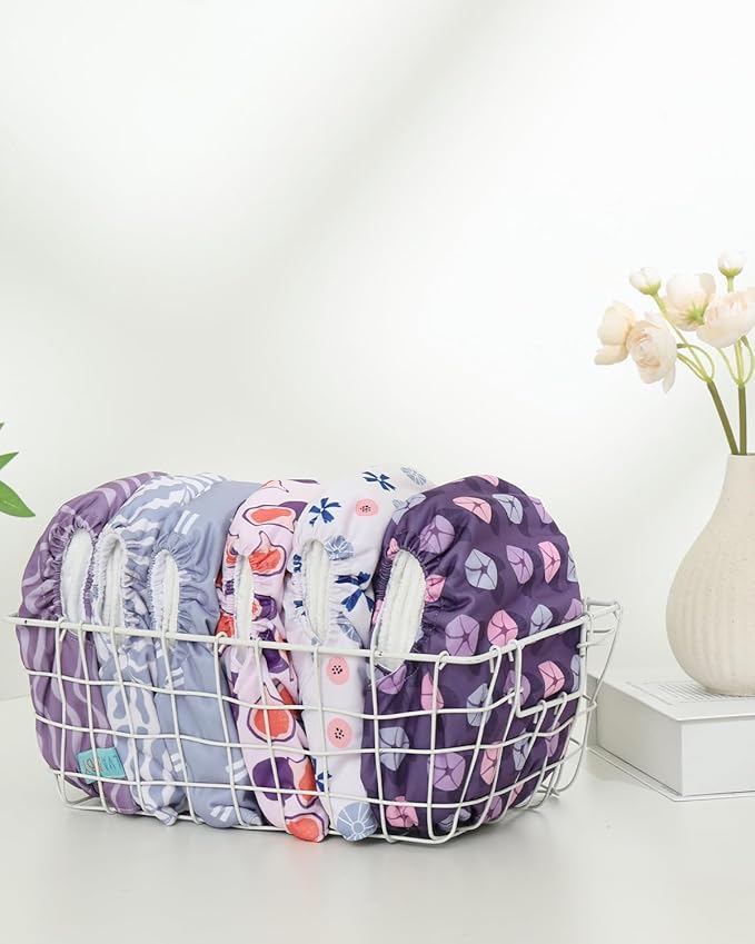 ALVABABY Baby Cloth Diaper 6 Pack with 12 Inserts One Size Cloth Diaper Covers Adjustable Washable Reusable for Baby Girls and Boys 6DM126