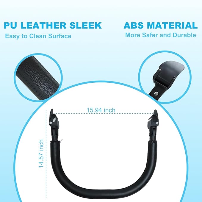 Lusinus Baby Stroller Bumper Bar – Compatible with YOYO – Foldable Without Removing – PU Leather Handle, Armrest & Crossbar