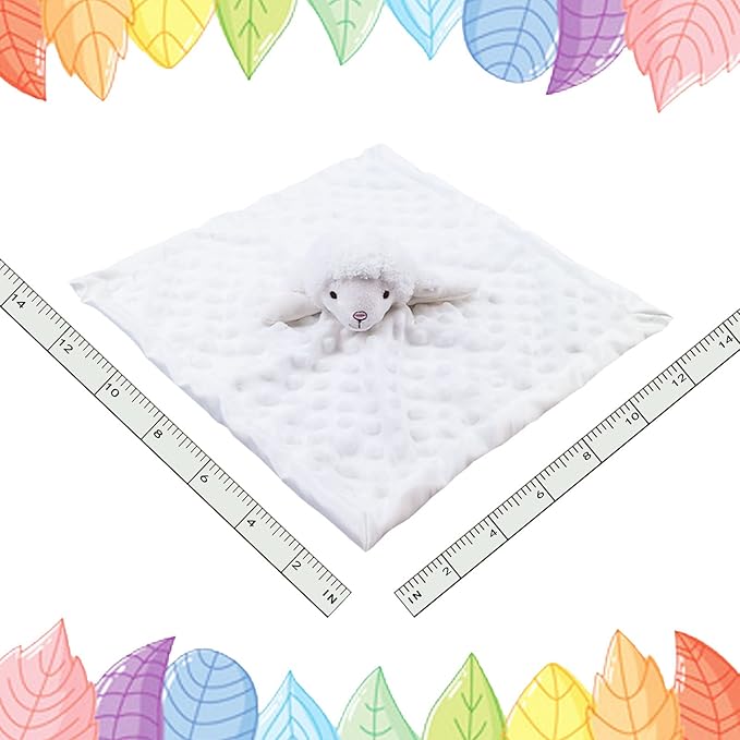 Baby White Lamb Soft Stuffed Animal Security Blanket, Plush Sheep Character Lovey Blanket, Baby Shower/Nursery Gift, Newborn Infant Toddler Snuggle Blankie for Boys Girls, 13 Inches