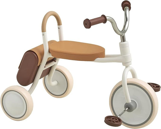 Kidpop Mate Toddler Tricycle Age 2.5-4 Kids First Birthday Gift Toy Bike with Handlebar Grips & Storage for Outdoor Play (White)
