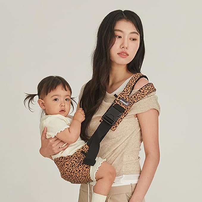 GOOSEKET 365 Toddler Carrier, 100% Cotton, Lightweight, Easy-to-USE, Portable, Suitable from 6-48 Months, Supports UP to 44LBS (Brown Leopard)