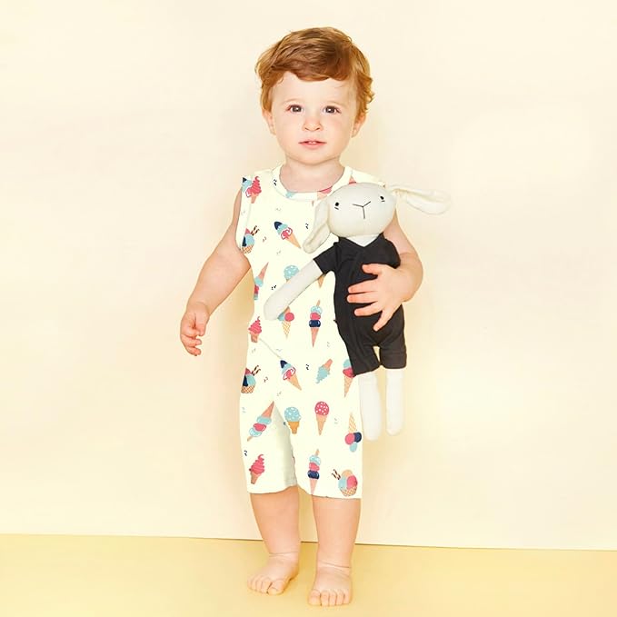 Babysoy Organic Pattern Print Tank Romper Shortall