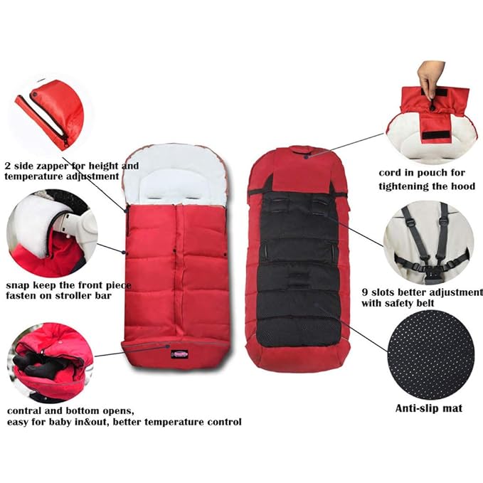 Anti-Kick Winter Warm Stroller Blanket,Cozy Baby Sleeping Bag Cocoon Adaptable for Most Style Strollers Water Repellent,Anti-Slip,Extendable,Multifunction Use Footmuff for Stroller Blanket