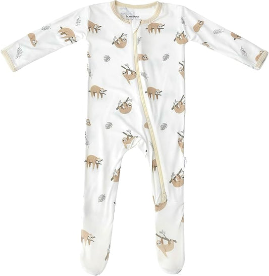 Bamboo Little Soft Baby Footie Pajamas, Baby Clothes, Newborn Sleepers, 95% Viscose and 5% Spandex, 0-24 Months