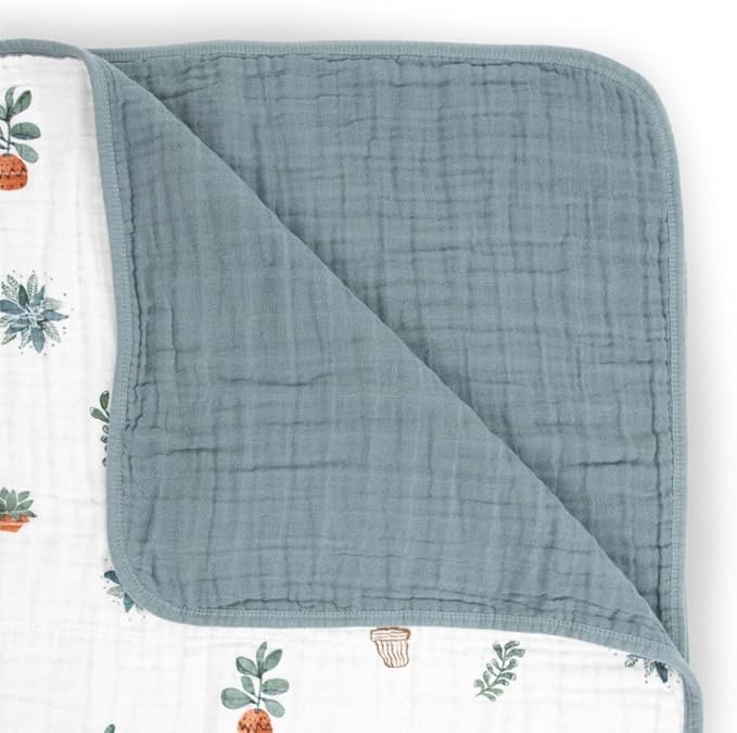 Little Unicorn Original Premium Cotton Quilt | Multi-Layered & Extra-Soft Muslin Fabric |for Babies & Toddlers (Prickle Pots)