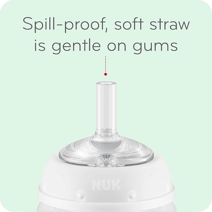 NUK Learner Straw Cup, 10oz, 2-Pack - Toddler Sippy Cup with Soft Straw for Easy Drinking, Suitable for Ages 8 Months and Up, Timeless Collection