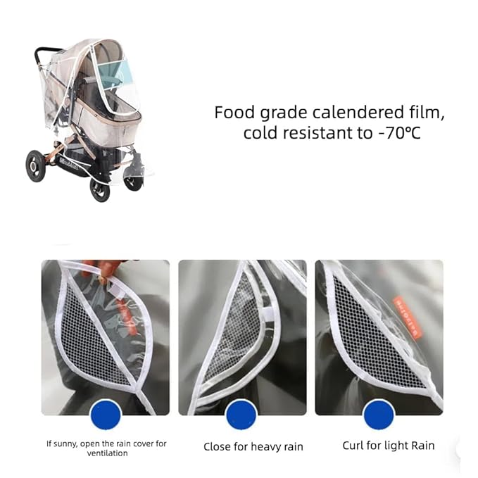 Stroller Rain Cover, Universal Stroller Accessory, Waterproof, Windproof, Protect from Sun Dust Snow, Baby Stroller Weather Shield for Travel