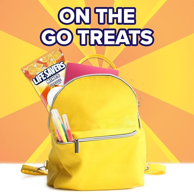 LIFE SAVERS Orange Mints, Individually Wrapped, For Snacking, Sharing, Office Parties, and Pantry Stocking, 6.25 oz (12 Hard Candy Bags)