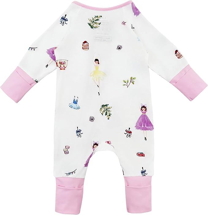 Bow Dream Bamboo Rayon Baby Boy Romper Footed Long Sleeve Footies Newborn Girl Clothes Footless with Zipper and Mitten Cuffs