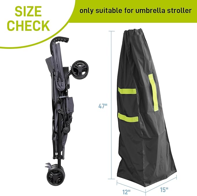 Umbrella Stroller Bag for Airplane, Gate Check Bag for Single Umbrella Strollers with Adjustable Carry Straps, Large Stroller Bag for Airplane Travel, Black