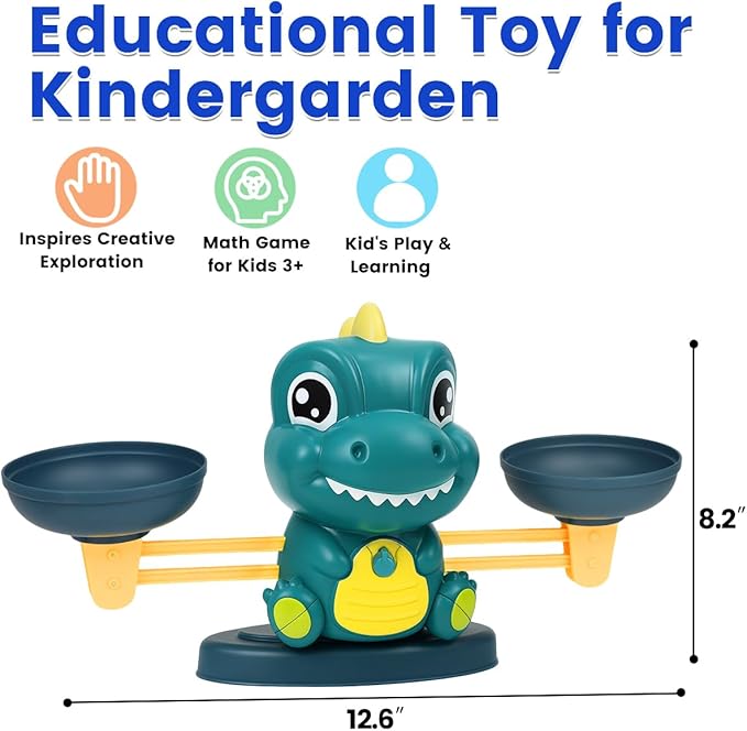 Dinosaur Math Balance Toys, Montessori Toys for 3 Years Old Kids, Toddler Educational Toys for 4 5 6 7 Year Old Boys and Girls - Birthday Gifts for Kids Ages 3-5 5-7