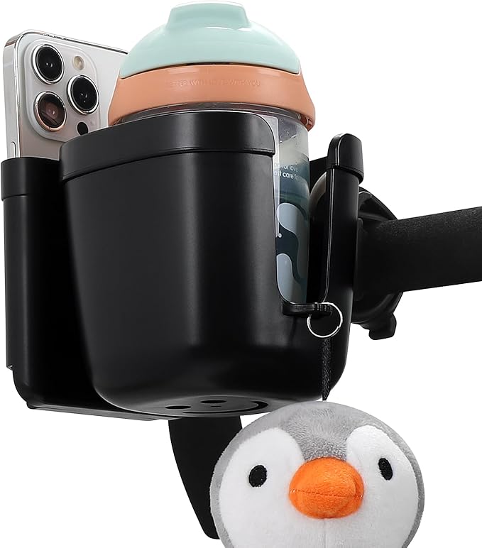 Accmor Stroller Cup Holder with Phone Holder, Universal Cup Holder, Bike Cup Holder, 360° Rotatable Large Caliber Drinks Holder for Stroller, Bike, Wheelchair, Walker