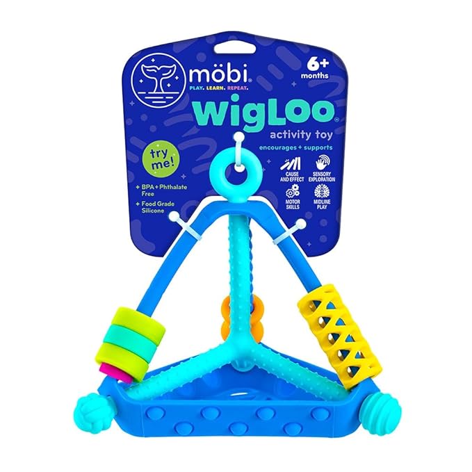 Mobi Wigloo Activity Toy - Sensory Activities for Toddlers and Kids, Teething Toy Made with Food Grade Silicone, BPA and Phthalate Free - Babies 6-12 Months and Up, Pack of 1