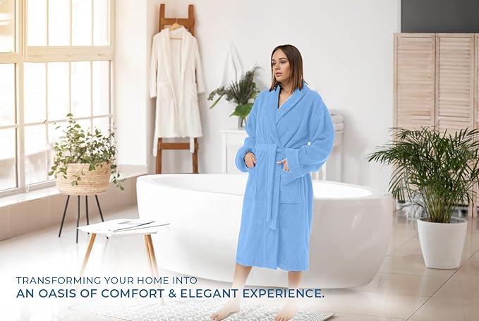 DAN RIVER Premium Cotton Terry Robes for Women and Men, Ultra Soft bathrobe with Adjustable Waist Belt and Pockets Pack of 1
