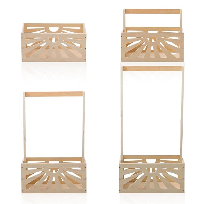 Wooden Baby Shower Crate Closet, Baby Basket with Adjustable Handle, Baby Clothing Rack，Storage Crate Hamper, Baby Shower Wooden Gift Crate, Baby Personailzed Basket for Pregnancy New Parent