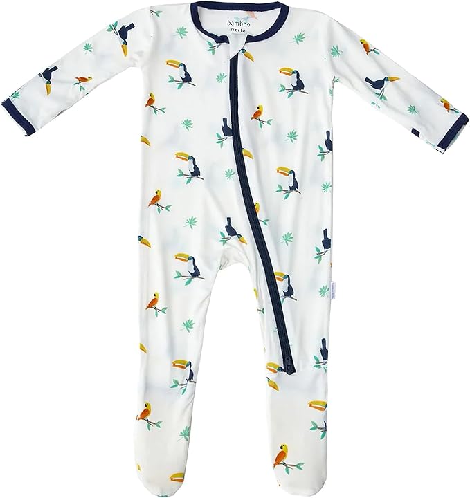 Bamboo Little Soft Baby Footie Pajamas, Baby Clothes, Newborn Sleepers, 95% Viscose and 5% Spandex, 0-24 Months