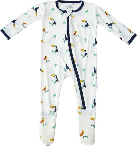 Bamboo Little Soft Baby Footie Pajamas, Baby Clothes, Newborn Sleepers, 95% Viscose and 5% Spandex, 0-24 Months