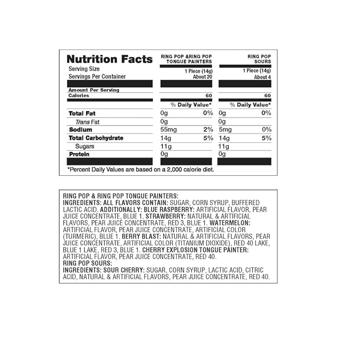 Ring Pop Lollipops - Bulk Candy Individually Wrapped Suckers Variety Party Pack- 24 Count w/ Assorted Flavors - Hard Candy for Party Favors, Kids & Goodie Bags