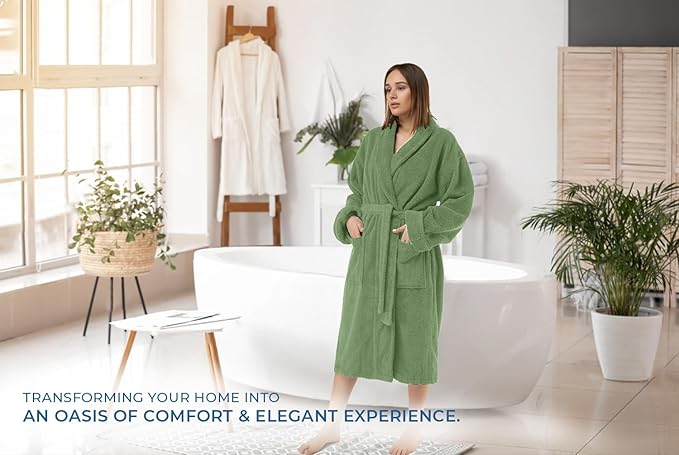 DAN RIVER Premium Cotton Terry Robes for Women and Men, Ultra Soft bathrobe with Adjustable Waist Belt and Pockets Pack of 1